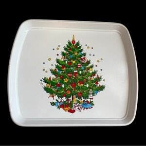 Vintage Christmas ULLMAN Plastic Serving Tray 12” X 10”